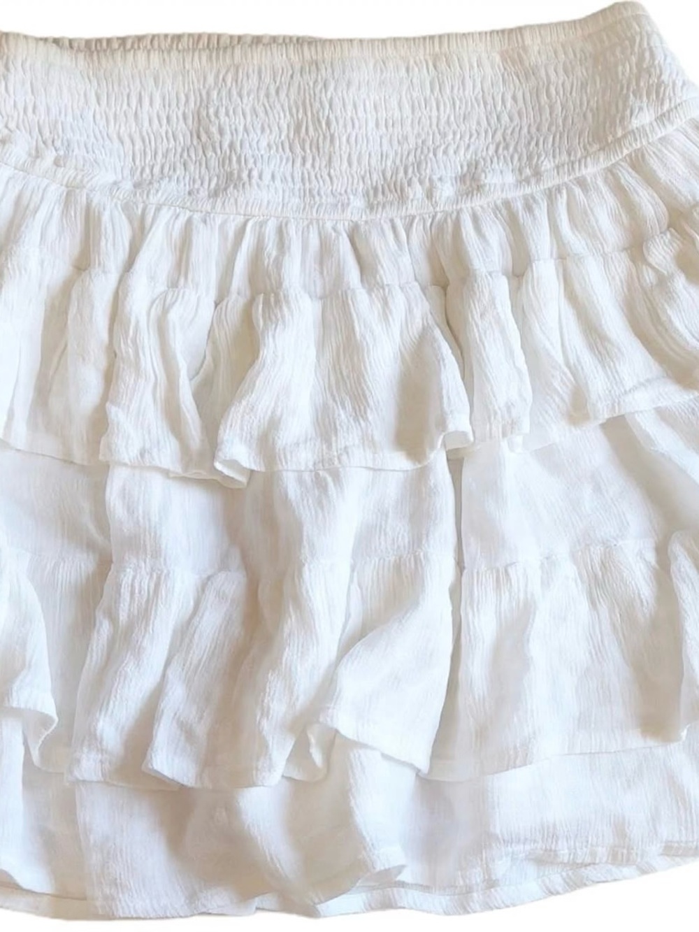 Hollister White Tiered Ruffle Mini Skirt